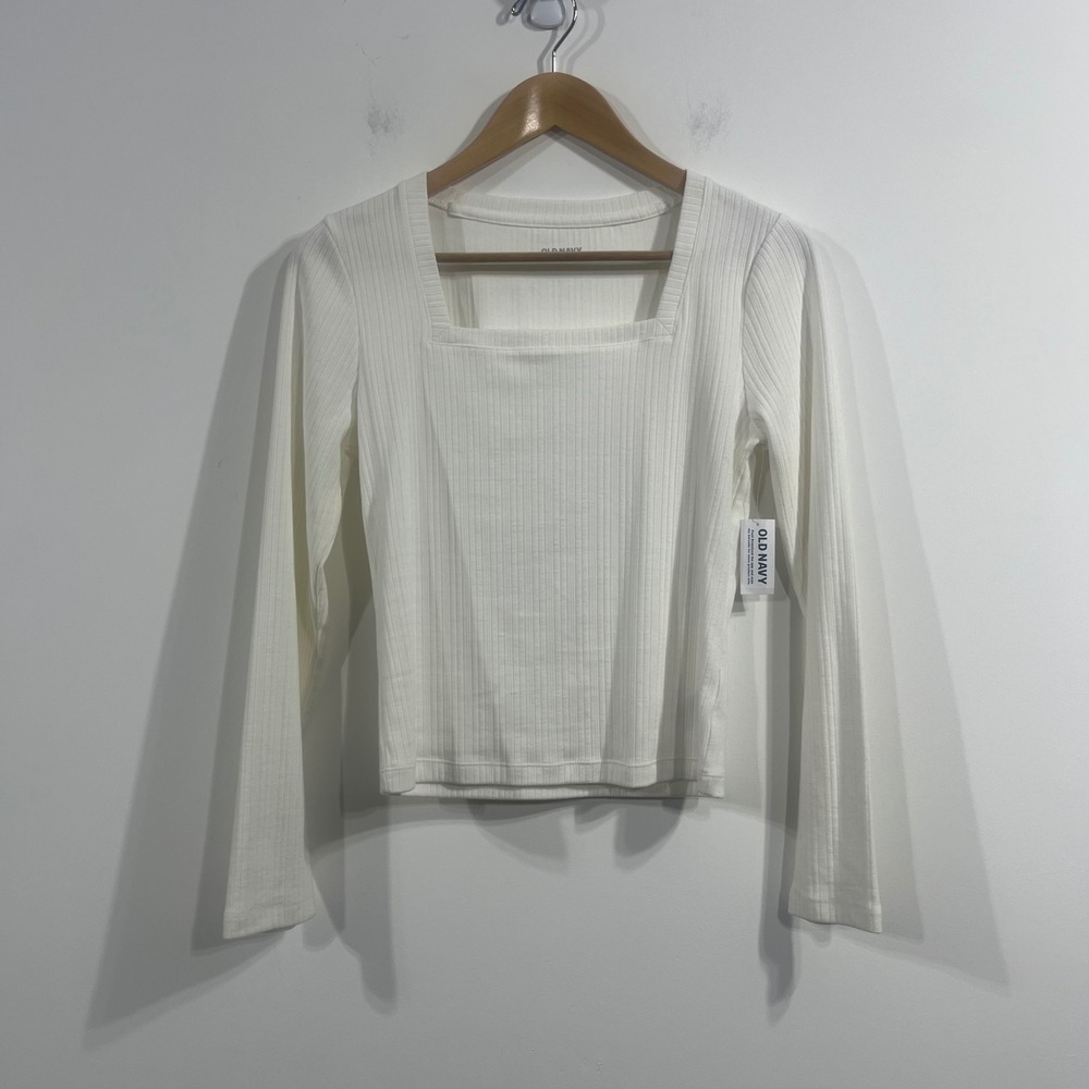 Old Navy Capsule Parisian Staple Womens Ribbed Long Sleeve Top Medium Minimalist